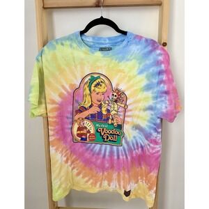 Steven Rhodes T Shirt Womens Large Pastel My First Voodoo Doll Spiral Tie Dye